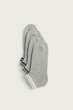 CALCETINES CORTOS BANDAS PACK 4 / Gris