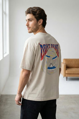 TRENDYOL MAN Siyah Oversize/Genis Kesim Uzay Bask?l? %100 Pamuklu T-Shirt TMNSS23TS00120 - Trendyolmilla фото 18