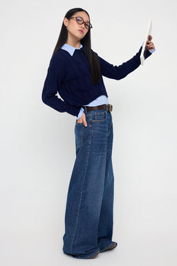 Teen Lacivert Kombine Crop Triko Kazak TWOAW26KZ00047 - Trendyolmilla фото 2