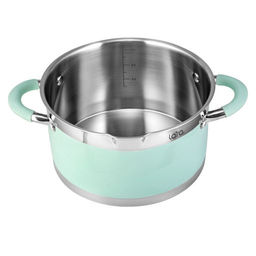 LR02-542 Кастрюля LARA (нерж) MINT 20x11см, 3,3л, носик, индукционное дно, крышка с бортом  фото 5