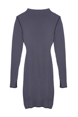 TRENDYOLMILLA Siyah Mini Triko Kontrast Renkli Elbise TWOAW24EL00041 фото 7