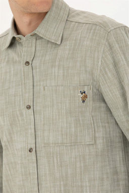 Мужская рубашка цвета хаки с длинным рукавом - U.s. polo assn фото 7