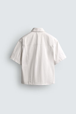 SOBRECAMISA LAVADA BOXY FIT / Blanco roto