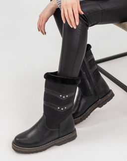 Сапоги натуральная замша, натуральная овчина, черные, войлочная подошва, - Мирунт фото 34