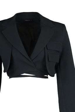 TRENDYOLMILLA Limited Edition Ac?k Haki Crop Astarl? Kruvaze Dokuma Blazer Ceket TWOAW23BC00076  фото 4