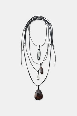 PACK 4 COLLARES PIEL PIEDRAS / Marr?n - Zara фото 3