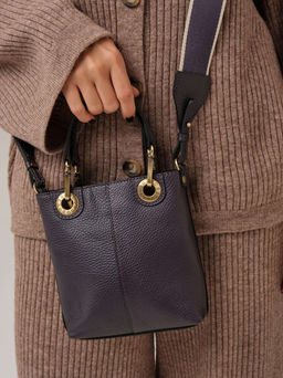 Сумка кожаная кросс-боди Deboro 30347 пыльно-фиолетовый