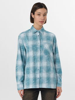 Рубашка женская голубая в клетку