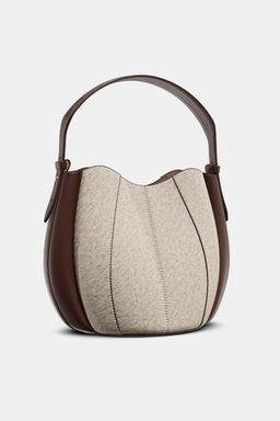 TOPSTITCH FABRIC BUCKET BAG