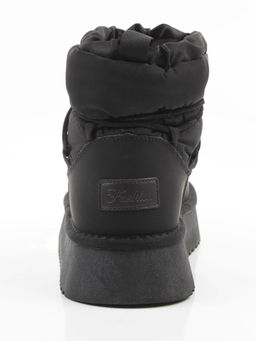 04-WF029-2M BLACK Ботинки зимние женские (натуральная кожа, курточная ткань, 100% шерсть)