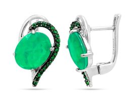 Серьги из серебра турмалин тропикана выращ., Монини