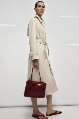 MINI SHOPPER PIEL DOBLE BOLSILLO / Rojo Cereza - Zara фото 2