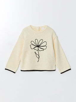 Bisiklet Yaka Nak??l? K?z ?ocuk Triko Kazak