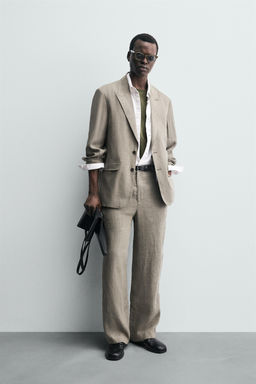 100% WASHED LINEN SUIT TROUSERS