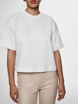 CONTE Футболка из футера с вставкой в рубчик LD 2575 off-white