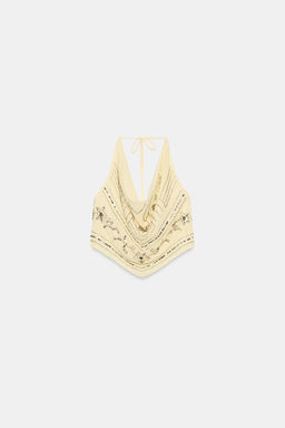 TOP HALTER ABALORIOS / Amarillo