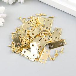 Цена за 3 шт. Петля для шкатулки металл с прямыми углами, под золото, набор 17 шт., 1×1.5 см