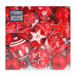 Цена за 3 шт. Салфетки бумажные Bouquet de Luxe Новогодняя композиция, красная, 3 слоя, 24?24 см, 25 шт.