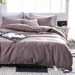 КПБ Mency однотонный с вышивкой MENO011 2 спальный