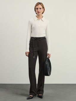 Джемпер поло в рубчик / Zarina  фото 2