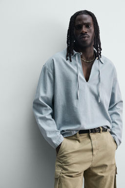CAMISA POLO DENIM LIGERO / Azul cielo