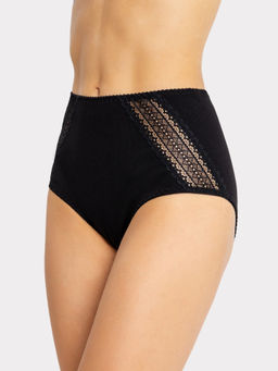 Цена за 2 штуки! Трусы женские макси в черном цвете с деталями из кружева черный 412554