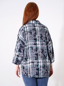 Женская рубашка в клетку больших размеров - Almond фото 6