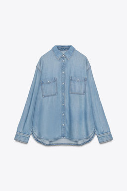 OVERSIZED DENIM SHIRT - Zara фото 7