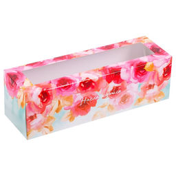 Цена за 5 шт. Коробка для макарун, кондитерская упаковка «Наслаждайся», 5.5 х 18 х 5.5 см