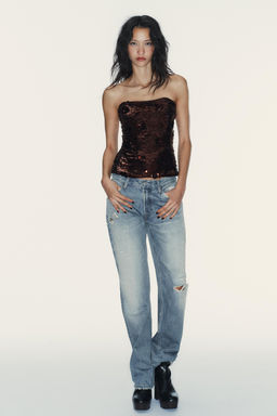 SEQUINNED BANDEAU TOP