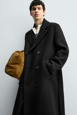 DOUBLE-BREASTED WOOL BLEND COAT WITH BELT - Zara фото 5