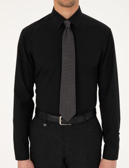 Siyah Regular Fit Uzun Kollu Basic G_mlek