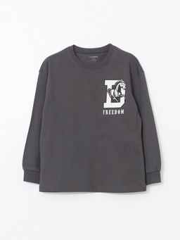 Bisiklet Yaka Bask?l? Erkek ?ocuk Ti??rt