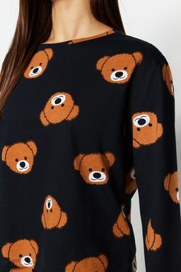 Trendyolmilla Siyah %100 Pamuklu Ay?c?kl? Orme Pijama Tak?m? THMAW23PT00514  фото 8