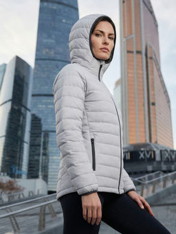 Куртка женская гибридная стёганая с капюшоном с графеновой подкладкой синего цвета 9622_1S - Valianly фото 58