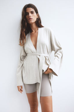 Cardigan de punto fino con cinturon de anudar - H&m фото 2