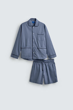 SET PIJAMA PANTAL?N CORTO AARON LEVINE X ZARA / Celeste