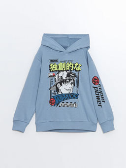 Rahat Kal?p Kap??onlu Bask?l? Erkek ?ocuk Sweatshirt