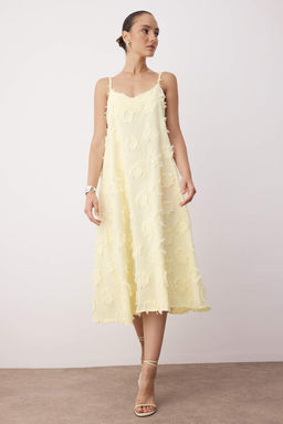 Mavi Duz Midi Dokuma Elbise TWOSS25EL00905 - Trendyolmilla фото 14