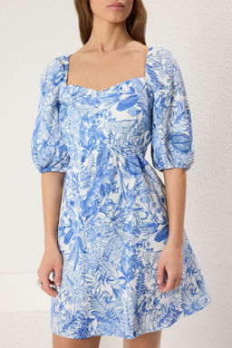 TRENDYOLMILLA Cok Renkli Cicekli Skater/Belden Ac?lan S?rt Detayl? Mini Dokuma Elbise TWOSS22EL1107 фото 3