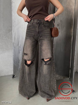 Джинсы широкие рваные женские - Zum ming фото 2