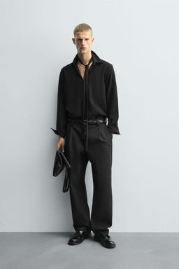 STRIPED TEXTURED CHINO TROUSERS