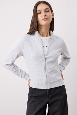 Lacivert Fermuarl? Slim/Vucuda Oturan Orme Sweatshirt TWOSS25SW00006