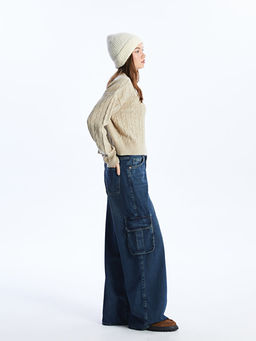 Wideleg Kad?n Kargo Jean Pantolon