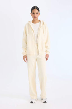 Relax Fit Kapusonlu Cepli Basic Duz Fermuarl? Sweatshirt - Defacto фото 3