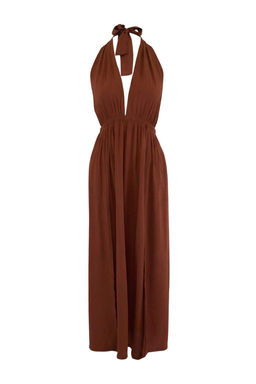 Trendyolmilla Ekru Maxi Dokuma Plaj Elbise TBESS25EL00114  фото 13