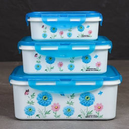 Салатник прямоугольный 3 штуки с крышками / 128 /уп 84/ 270, 560, 1200 мл - Галеонтрейд фото 2