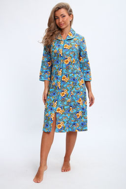 Халат женский из фланели Маша макси цветы