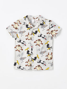 Polo Yaka K?sa Kollu Bugs Bunny Bask?l? Erkek Bebek Pijama Tak?m? - Waikiki фото 2
