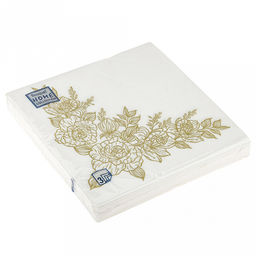 Салфетки бумажные Bouquet Home Collection Classic 33х33см, 3-х слойные, 20 штук в упаковке, 100% целлюлоза, Золотые розы (Россия)  фото 2
